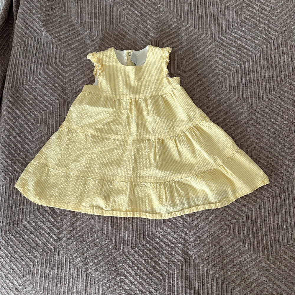 Petit bateau Yellow Tiered Ruffle Sleeve Dress